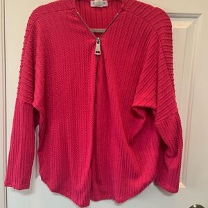 Ariella Cable-Knit Zip Cardigan - Bright Pink